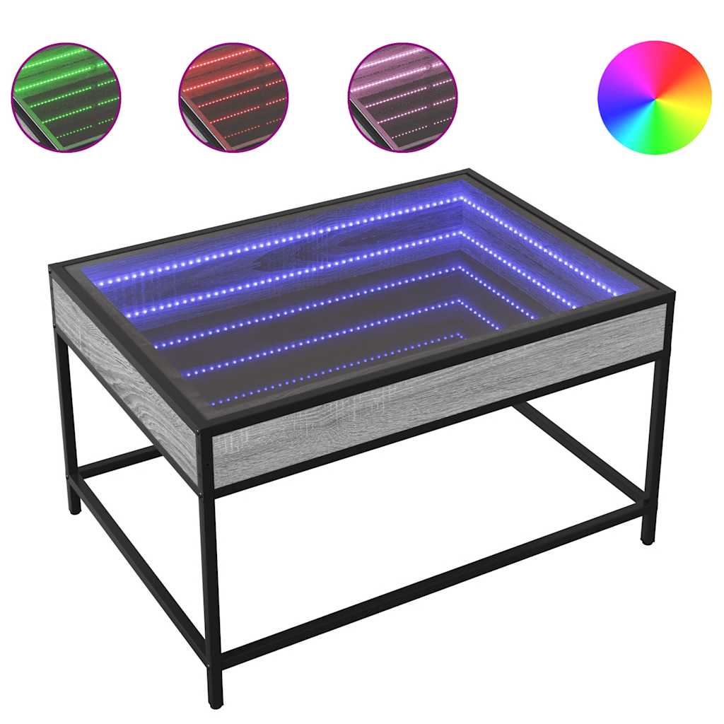 Τραπεζάκι Σαλονιού Άπειρο Φως LED Γκρι Sonoma 70x50x41 εκ. - Pakobazaar