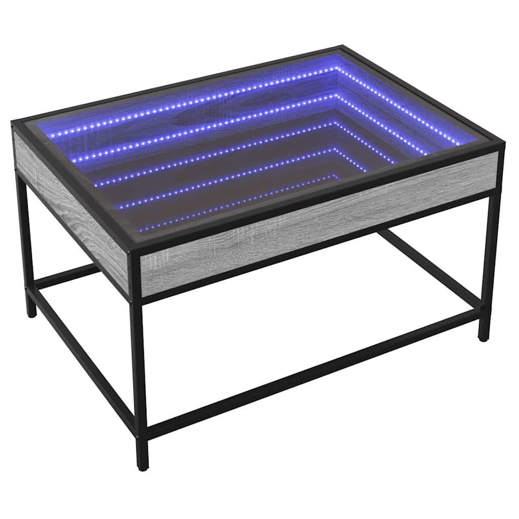 Τραπεζάκι Σαλονιού Άπειρο Φως LED Γκρι Sonoma 70x50x41 εκ. - Pakobazaar