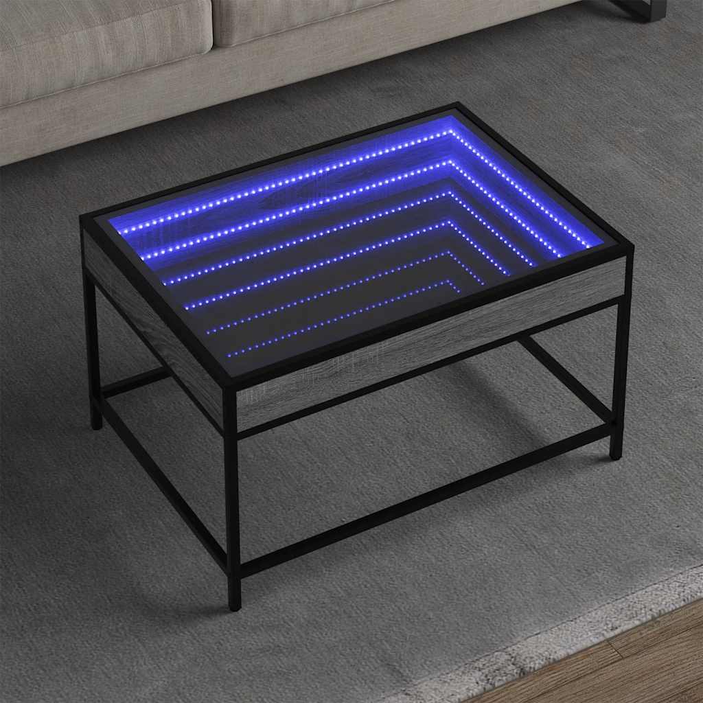 Τραπεζάκι Σαλονιού Άπειρο Φως LED Γκρι Sonoma 70x50x41 εκ. - Pakobazaar