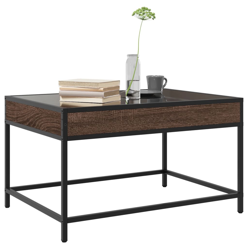 Τραπεζάκι Σαλονιού Άπειρο Φως LED Καφέ Δρυς 70x50x41 εκ. - Pakobazaar