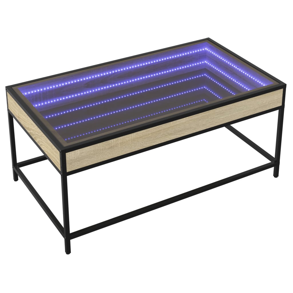 Τραπεζάκι Σαλονιού Άπειρο Φως LED Sonoma Δρυς 90x50x41 εκ. - Pakobazaar