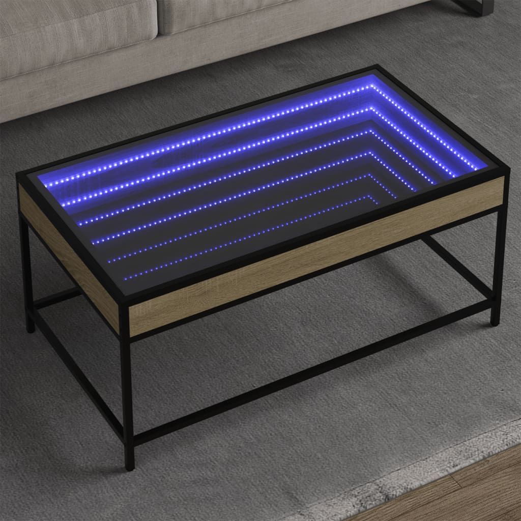 Τραπεζάκι Σαλονιού Άπειρο Φως LED Sonoma Δρυς 90x50x41 εκ. - Pakobazaar