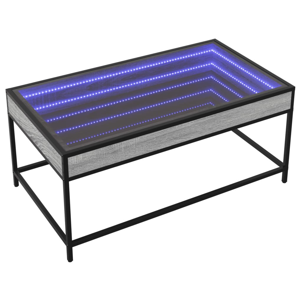 Τραπεζάκι Σαλονιού Άπειρο Φως LED Γκρι Sonoma 90x50x41 εκ. - Pakobazaar