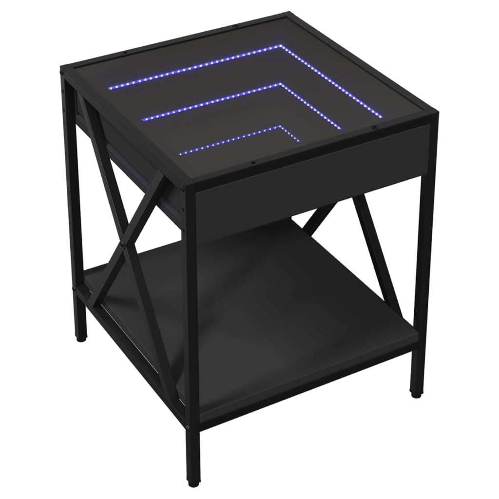 Τραπεζάκι Σαλονιού Άπειρο Φως LED Μαύρο 40x40x49 εκ. - Pakobazaar