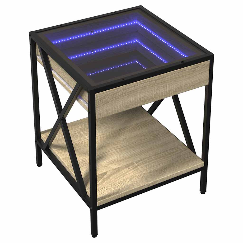 Τραπεζάκι Σαλονιού Άπειρο Φως LED Sonoma Δρυς 40x40x49 εκ. - Pakobazaar