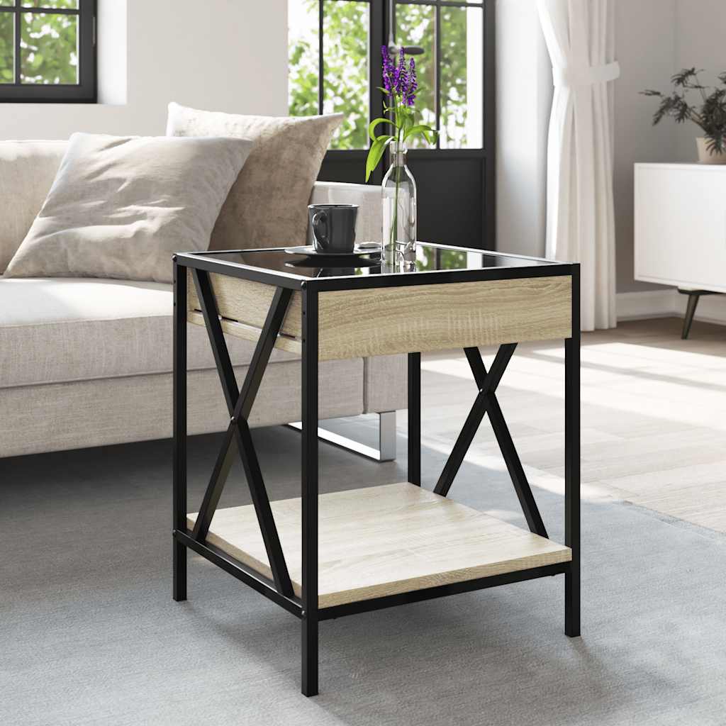 Τραπεζάκι Σαλονιού Άπειρο Φως LED Sonoma Δρυς 40x40x49 εκ. - Pakobazaar