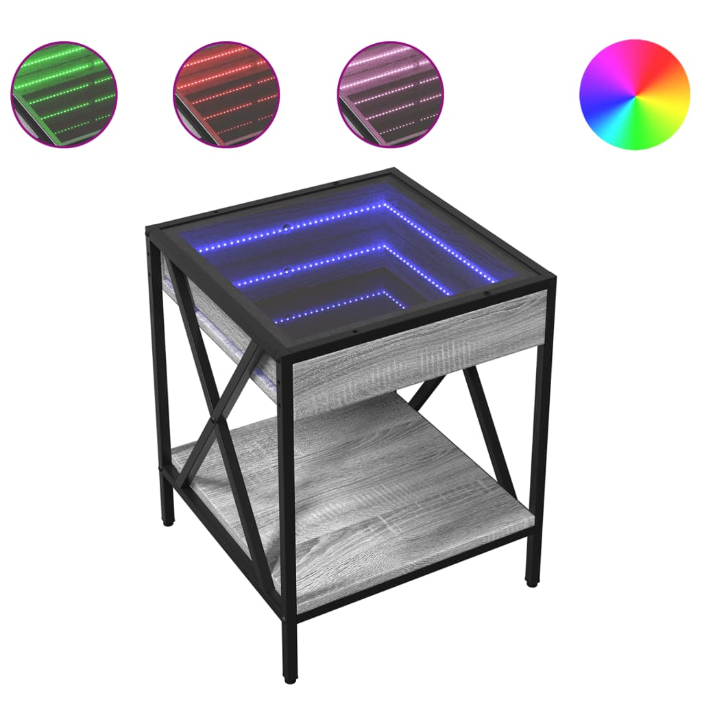 Τραπεζάκι Άπειρο Φως LED Γκρι Sonoma 40x40x50 εκ. - Pakobazaar