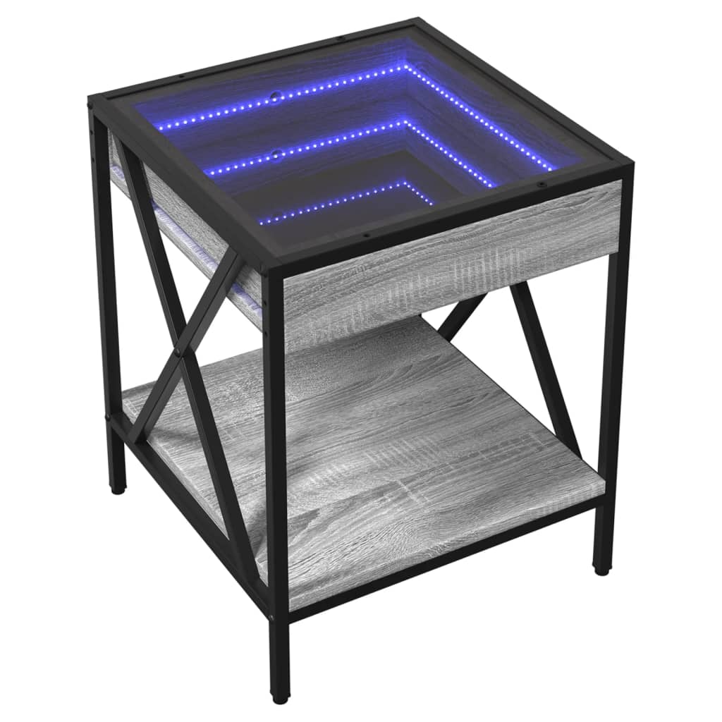 Τραπεζάκι Άπειρο Φως LED Γκρι Sonoma 40x40x50 εκ. - Pakobazaar