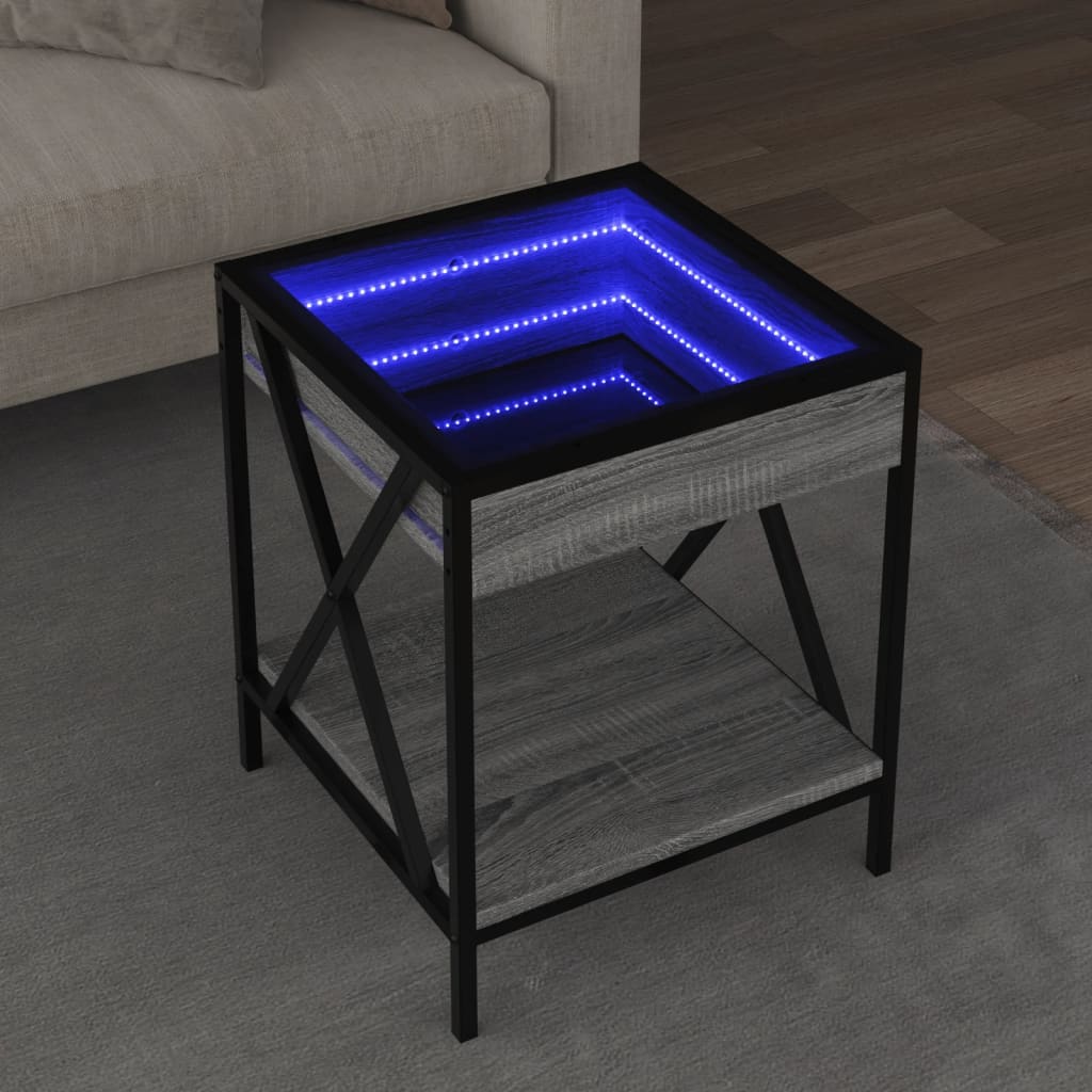 Τραπεζάκι Άπειρο Φως LED Γκρι Sonoma 40x40x50 εκ. - Pakobazaar