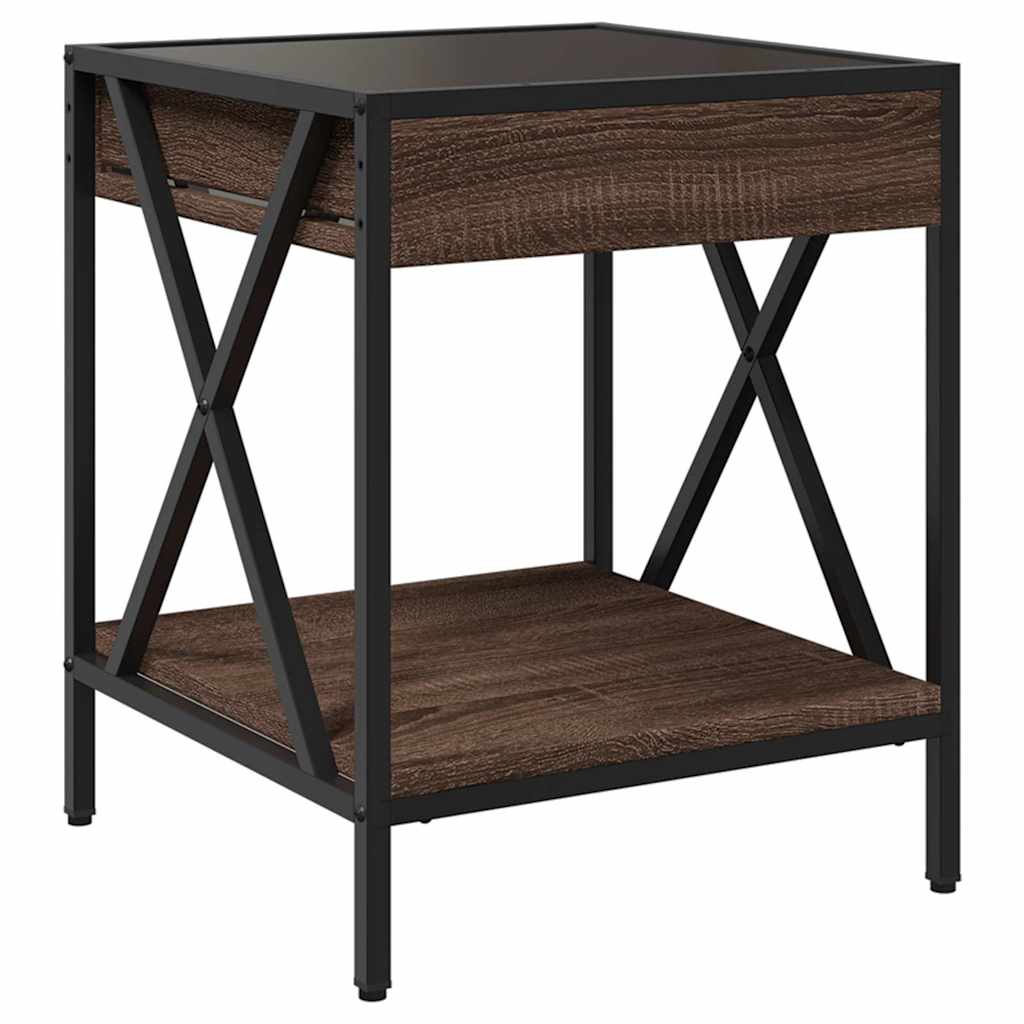 Τραπεζάκι Σαλονιού Άπειρο Φως LED Καφέ Δρυς 40x40x49 εκ. - Pakobazaar