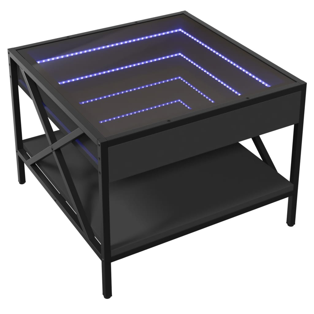 Τραπεζάκι Σαλονιού Infinity LED Μαύρο 50x50x38 εκ.