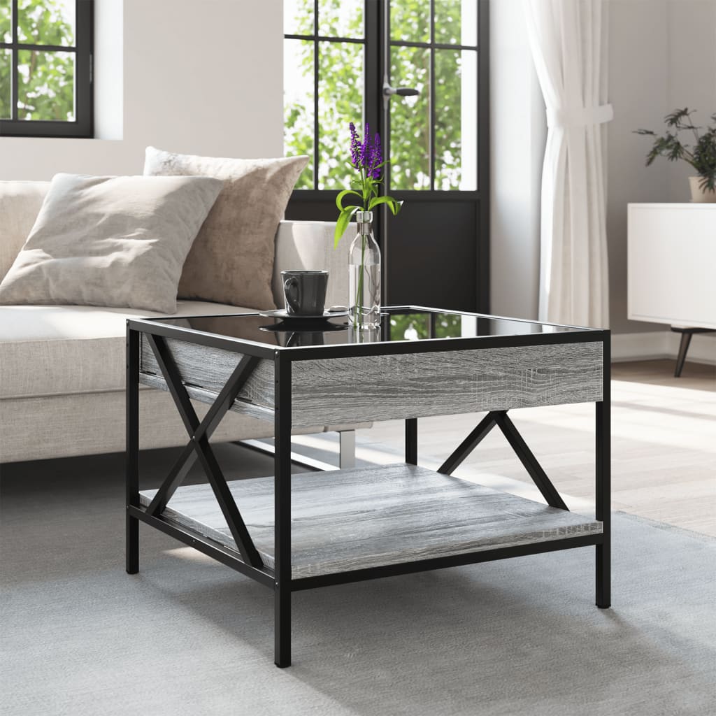 Τραπεζάκι Σαλονιού Άπειρο Φως LED Γκρι Sonoma 50x50x38 εκ.