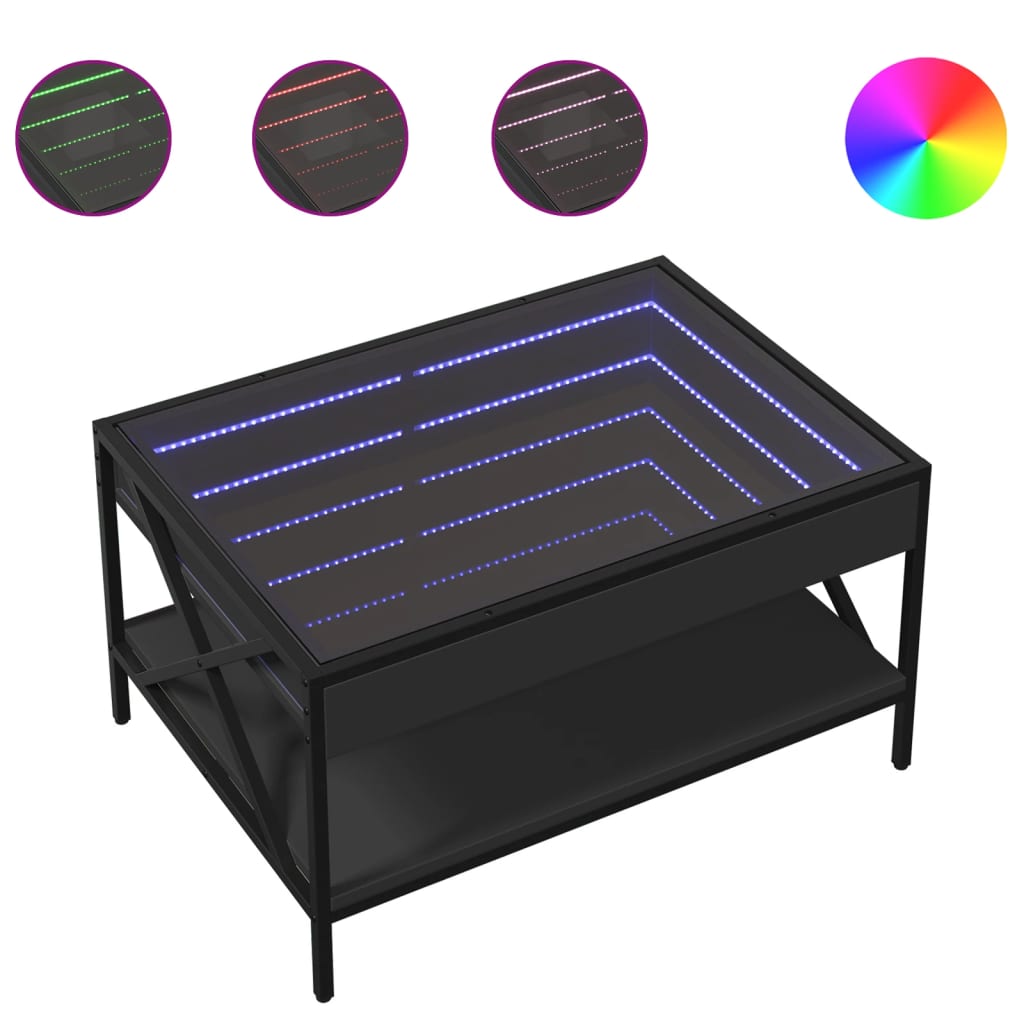 Τραπεζάκι Σαλονιού Infinity LED Μαύρο 70x50x38 εκ. - Pakobazaar