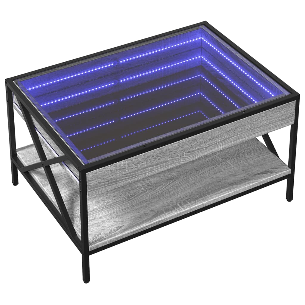 Τραπεζάκι Σαλονιού Άπειρο Φως LED Γκρι Sonoma 70x50x38 εκ. - Pakobazaar