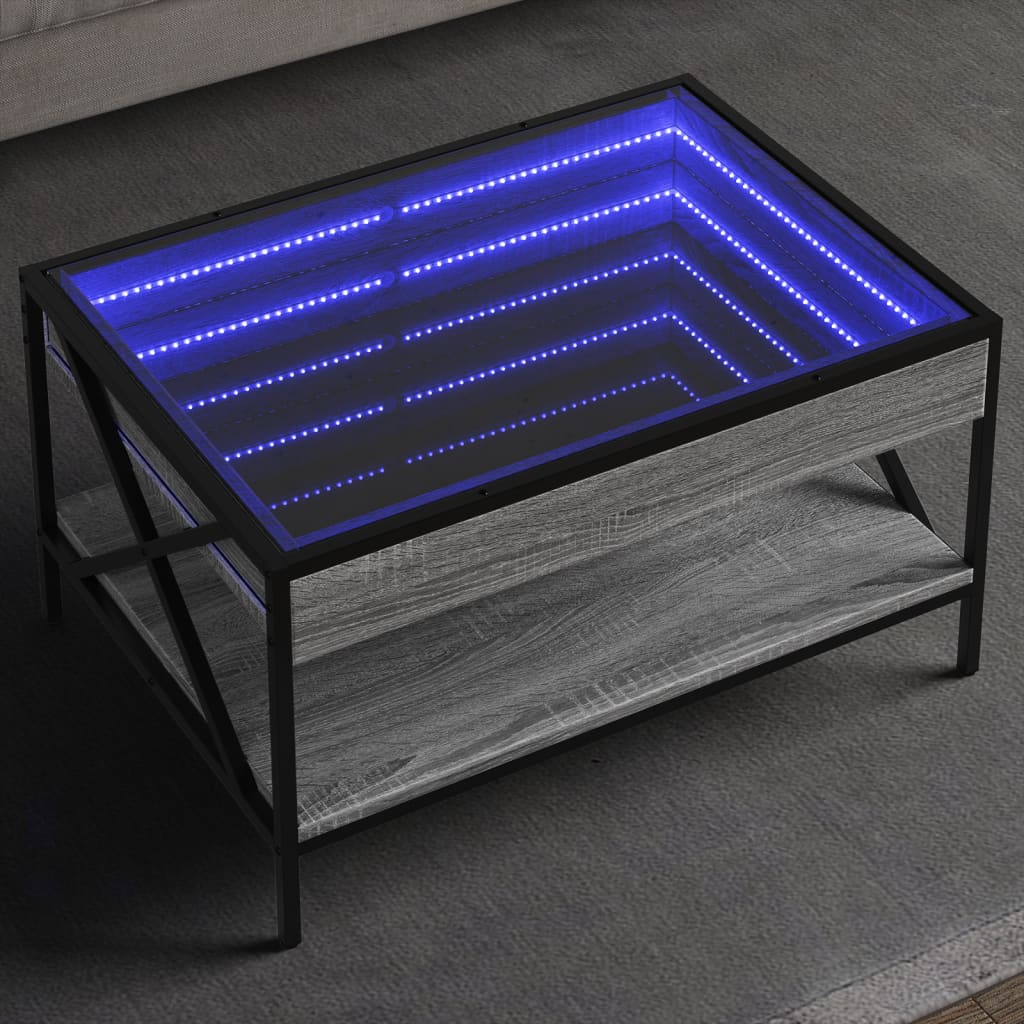 Τραπεζάκι Σαλονιού Άπειρο Φως LED Γκρι Sonoma 70x50x38 εκ. - Pakobazaar