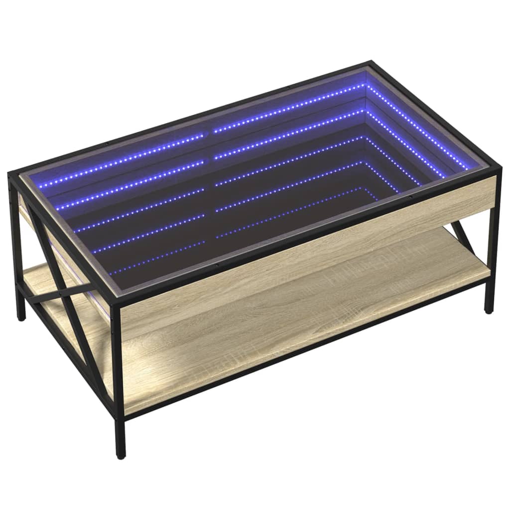 Τραπεζάκι Σαλονιού Άπειρο Φως LED Sonoma Δρυς 90x50x38 εκ.