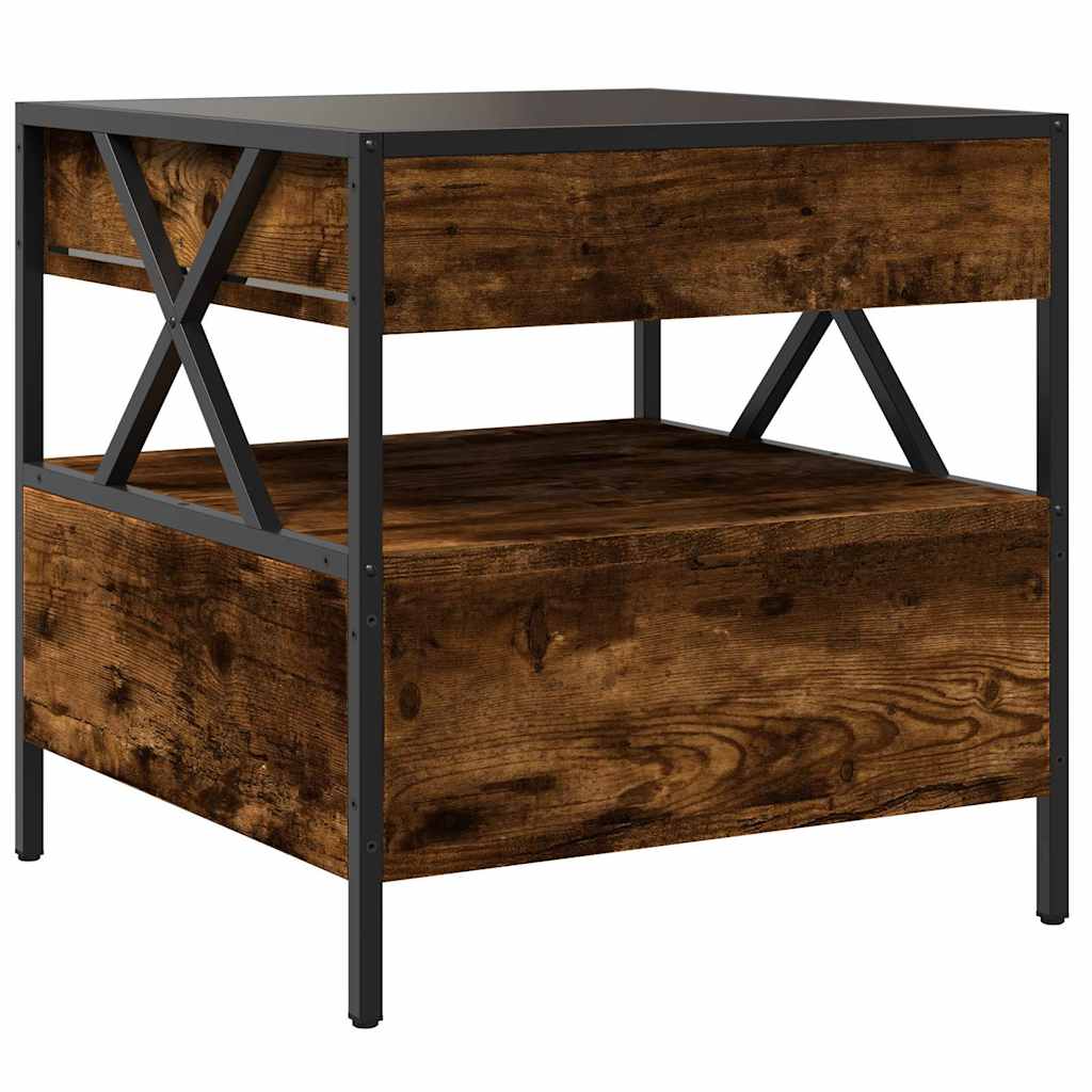 Τραπεζάκι Σαλονιού Άπειρο Φως LED Καπνιστή Δρυς 50x50x51 εκ. - Pakobazaar