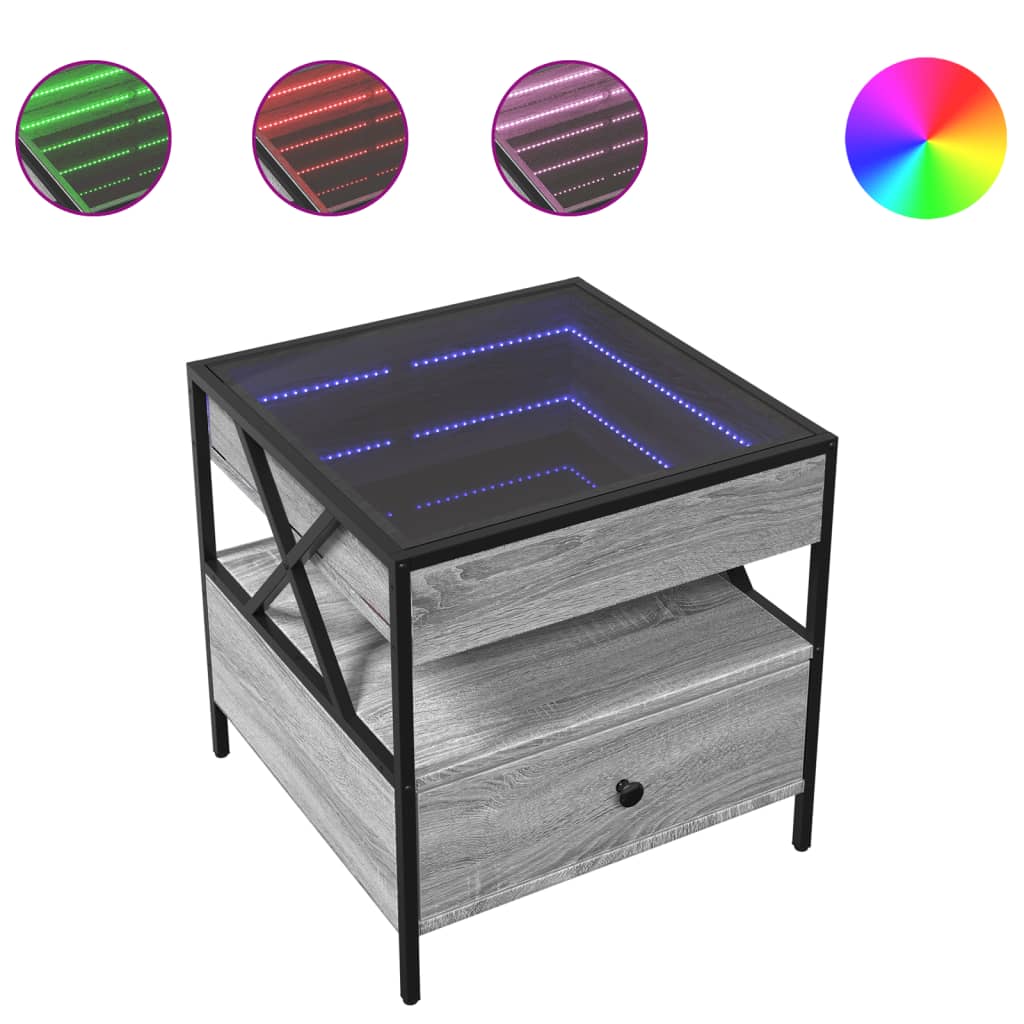 Τραπεζάκι Σαλονιού Άπειρο Φως LED Γκρι Sonoma 50x50x51 εκ. - Pakobazaar