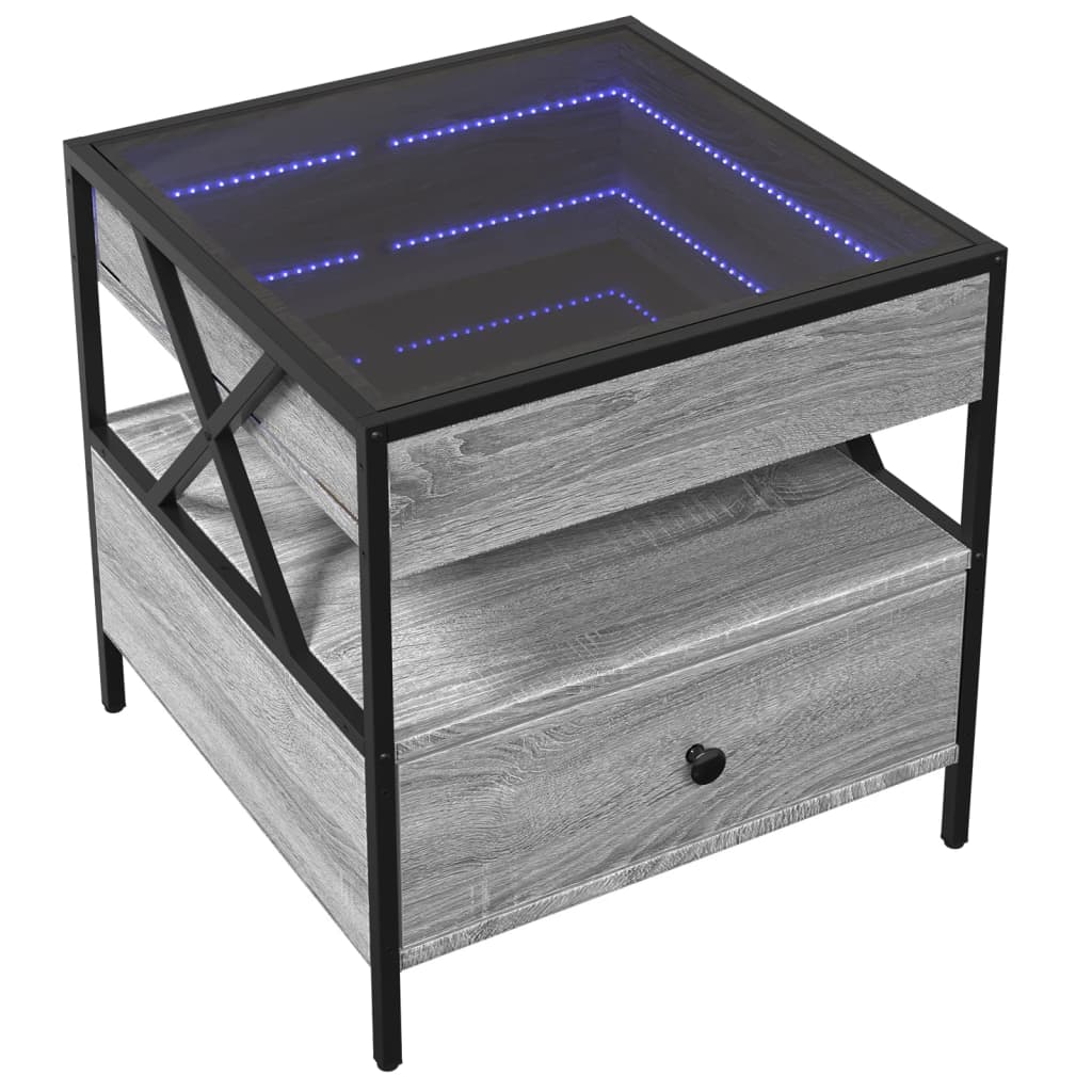 Τραπεζάκι Σαλονιού Άπειρο Φως LED Γκρι Sonoma 50x50x51 εκ. - Pakobazaar