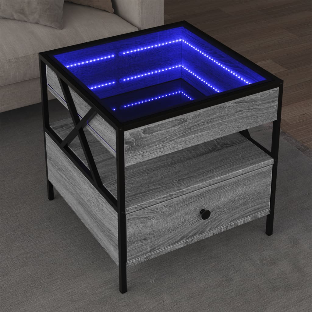 Τραπεζάκι Σαλονιού Άπειρο Φως LED Γκρι Sonoma 50x50x51 εκ. - Pakobazaar