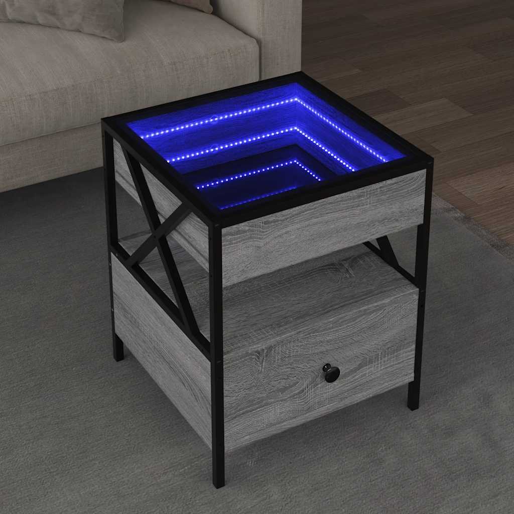 Τραπεζάκι Άπειρο Φως LED Γκρι Sonoma 40x40x51 εκ. - Pakobazaar