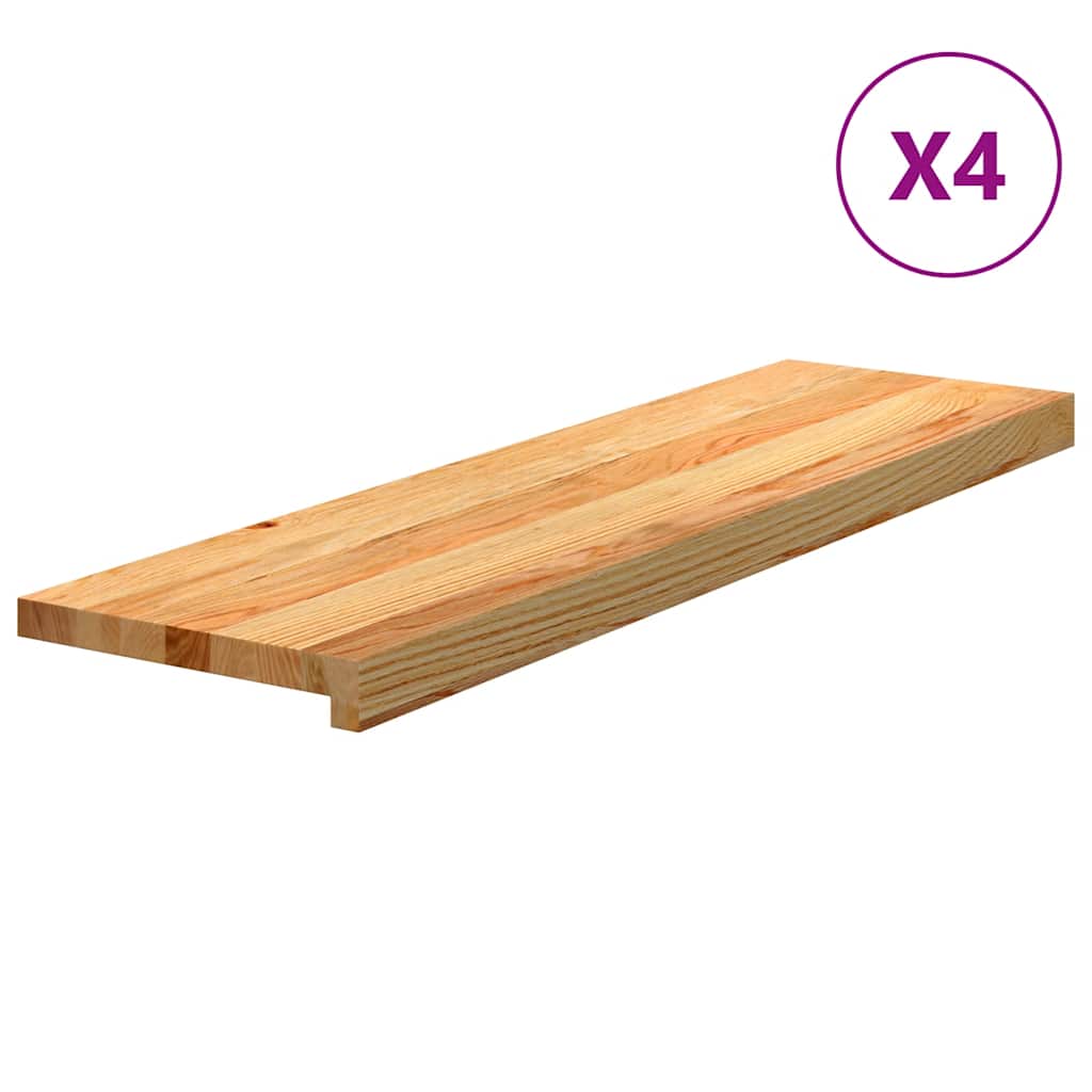 Πατάκια Σκάλας 4 τεμ. Ανοιχτό Καφέ 90x25x2 cm Ξύλο Δρυός