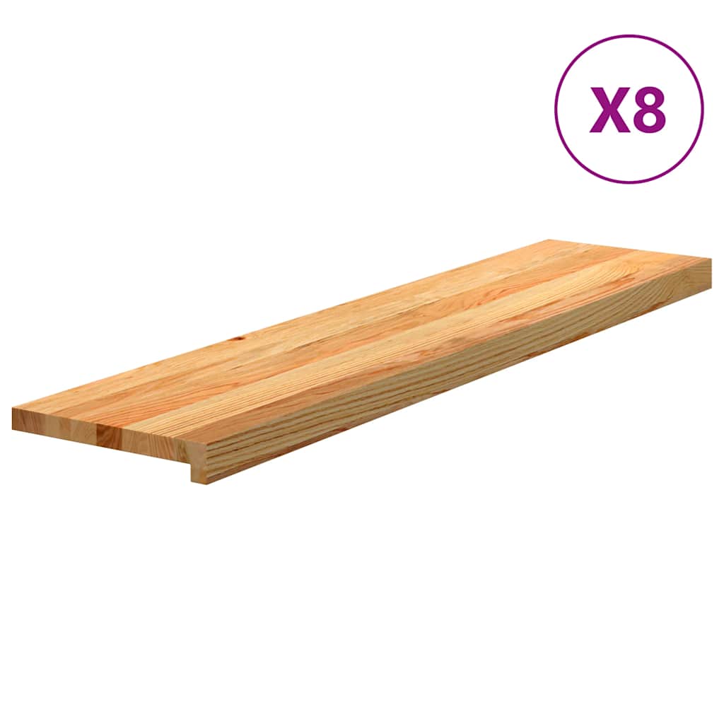 Πατάκια Σκάλας 8 τεμ. Ανοιχτό Καφέ 110x25x2 cm Ξύλο Δρυός