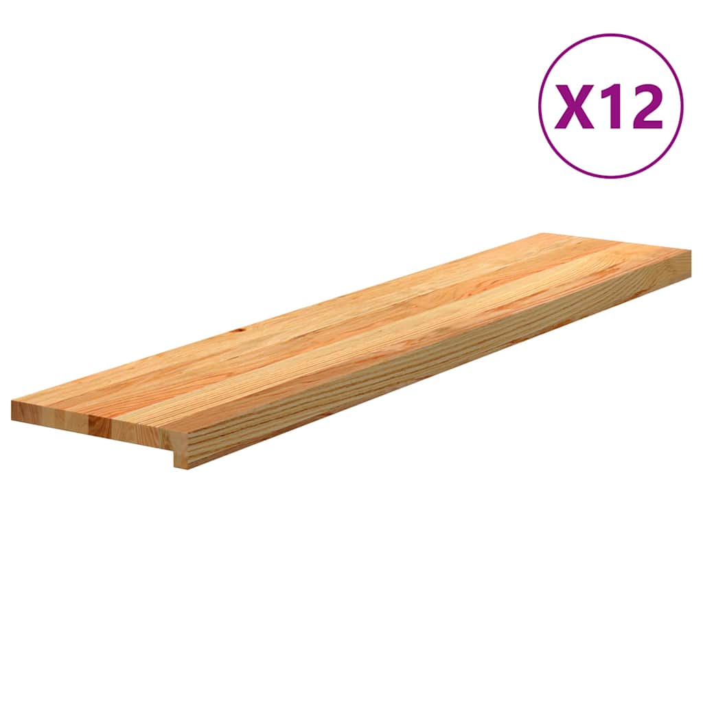 Πατάκια Σκάλας 12 τεμ. Ανοιχτό Καφέ 120x25x2 cm Ξύλο Δρυός