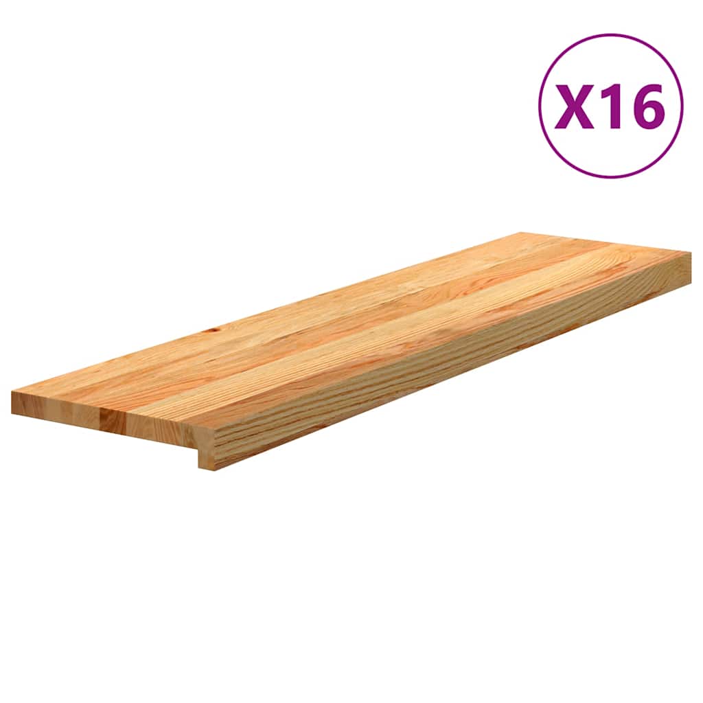 Πατάκια Σκάλας 16 τεμ. Ανοιχτό Καφέ 100x30x2 cm Ξύλο Δρυός - Pakobazaar