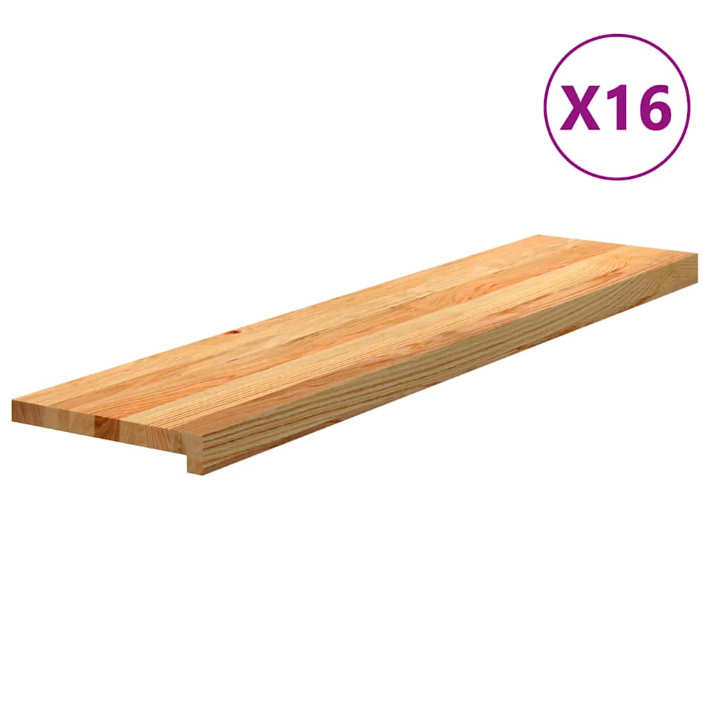 Πατάκια Σκάλας 16 τεμ. Ανοιχτό Καφέ 110x30x2 cm Ξύλο Δρυός - Pakobazaar
