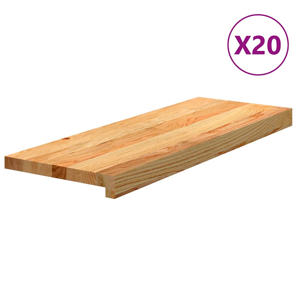 Πατάκια Σκάλας 20 τεμ. Ανοιχτό Καφέ 70x25x2 cm Ξύλο Δρυός