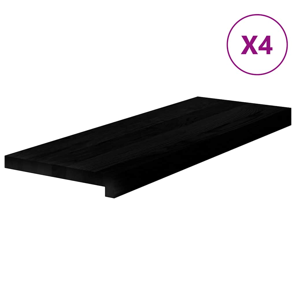 Πατάκια Σκάλας 4 τεμ. Καφέ-Μαύρο 70x30x2 cm Ξύλο Δρυός