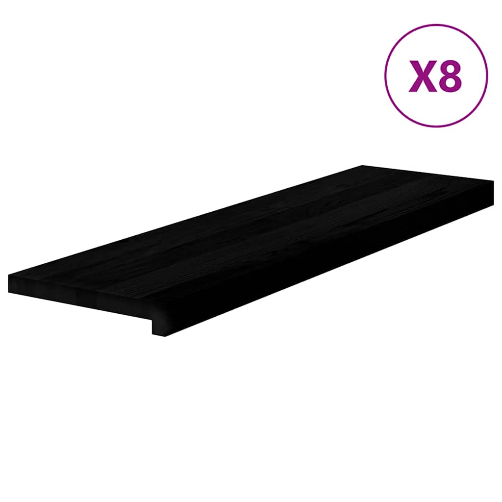 Πατάκια Σκάλας 8 τεμ. Καφέ-Μαύρο 90x30x2 cm Ξύλο Δρυός