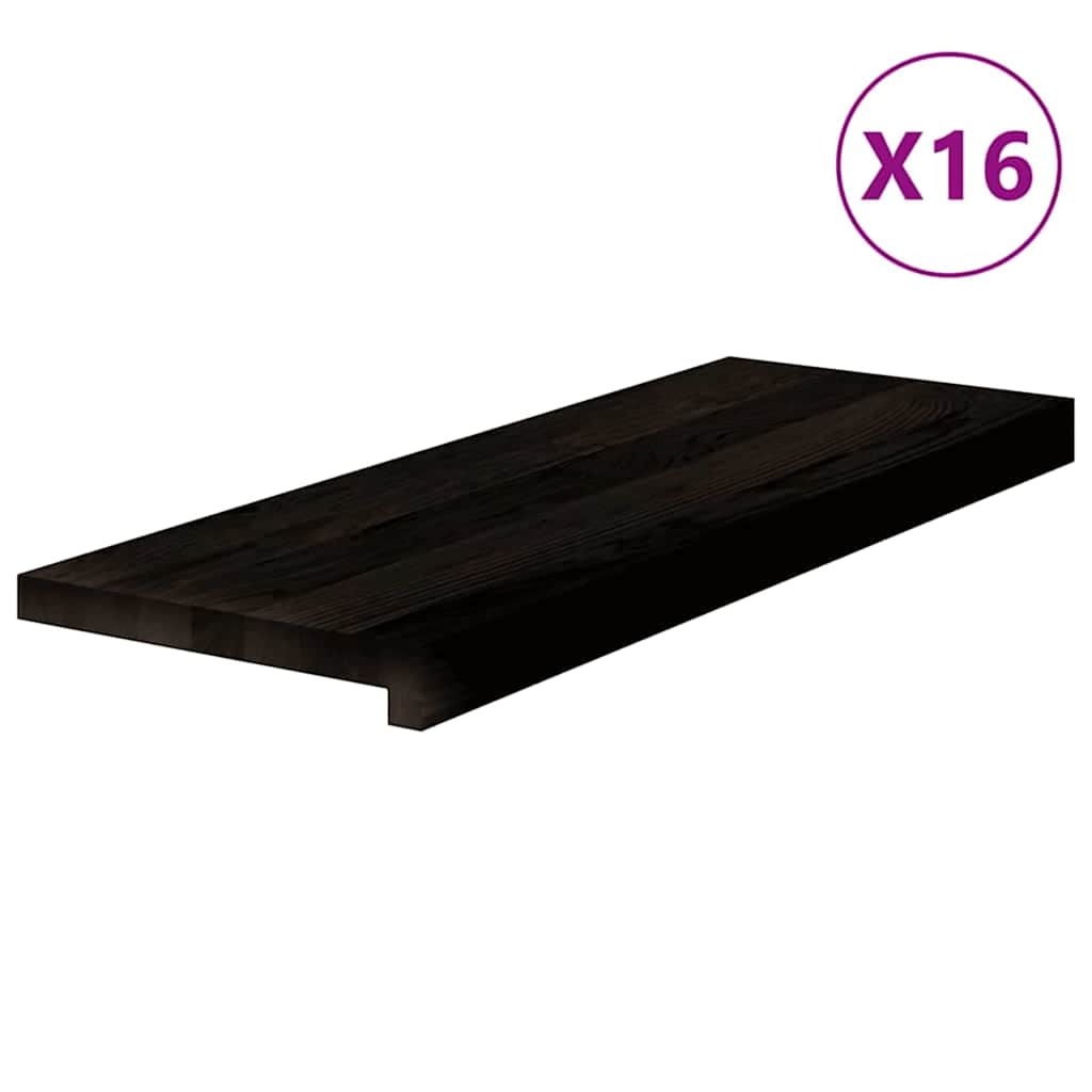 Πέλματα Σκάλας 16 τμχ Σκούρο καφέ 70x30x2 cm Ξύλο μασίφ δρυς