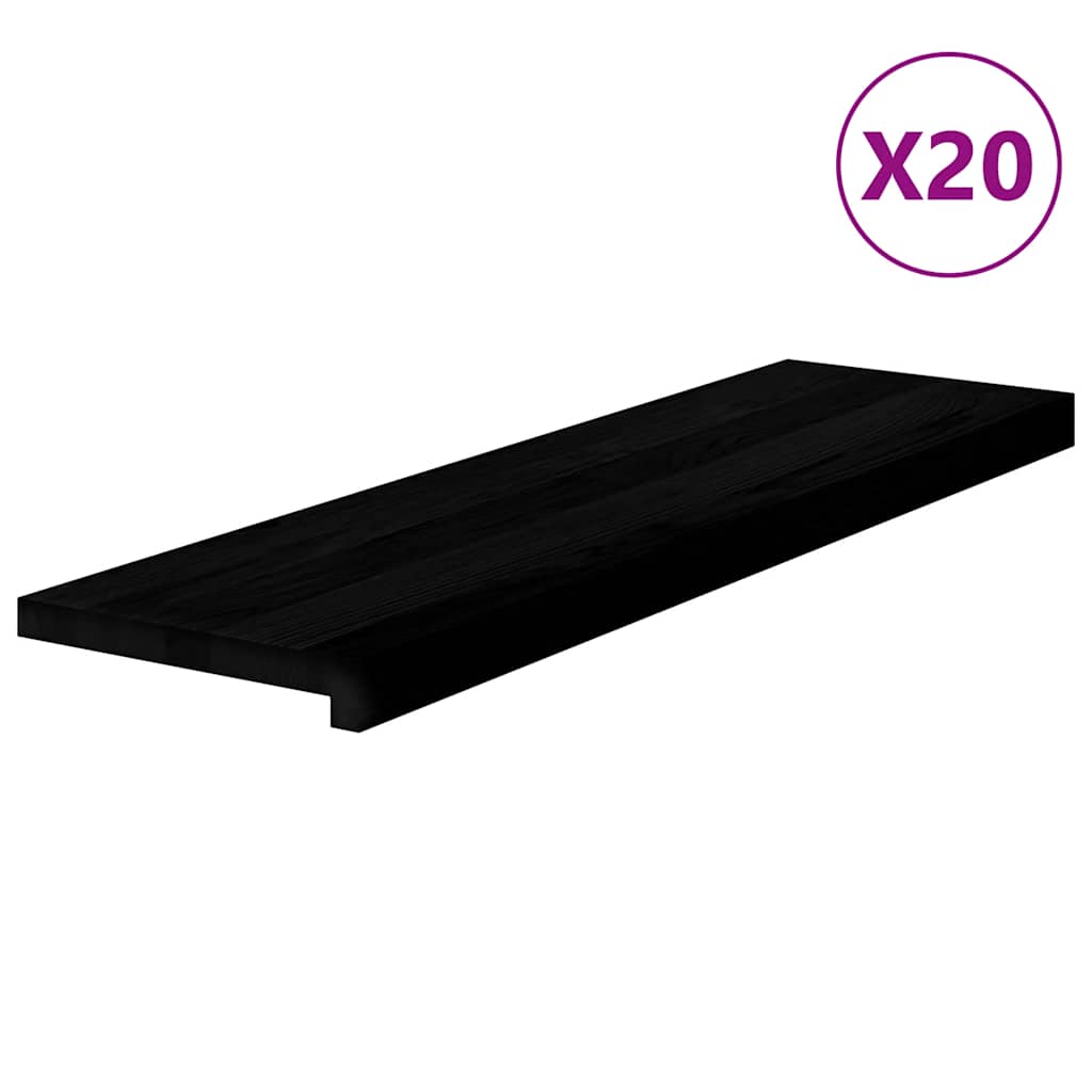 Πατάκια Σκάλας 20 τεμ. Καφέ-Μαύρο 90x25x2 cm Ξύλο Δρυός