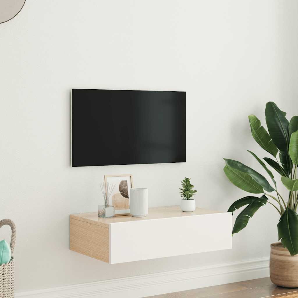 Έπιπλο Τηλεόρασης με LED Λευκό 60 x 35 x 15,5 εκ.