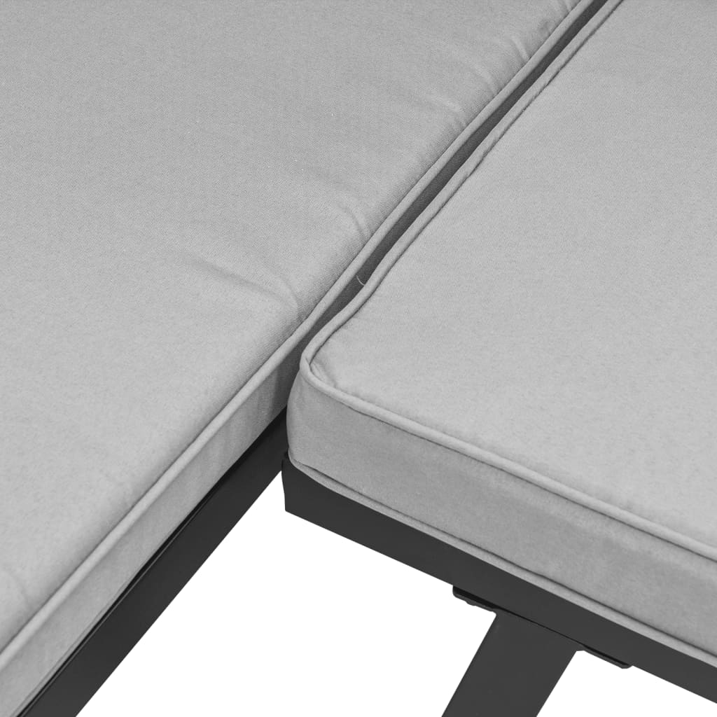 Παγκάκια Κήπου Σετ 3 τεμ Μαύρα Ατσάλι Ηλεκτρ. Βαφή με Μαξιλάρια - Pakobazaar