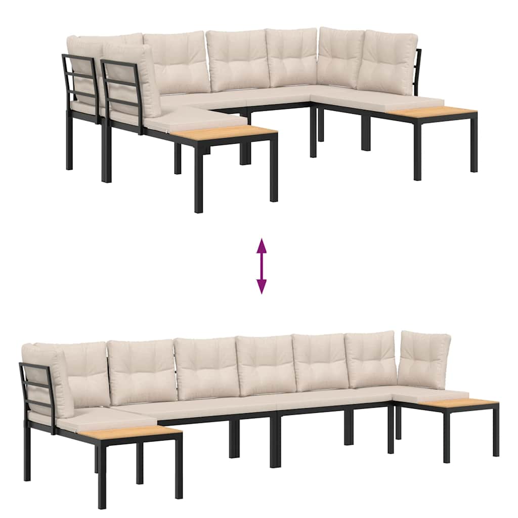 Καναπές Κήπου Σετ 4Τεμ. Μαύρα Ατσάλι με Ηλεκτρ. Βαφή+Μαξιλάρια