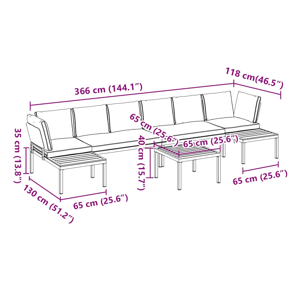 Σαλόνι Κήπου Σετ 5 Τεμαχίων με Μαξιλάρια Μαύρο Αλουμίνιο