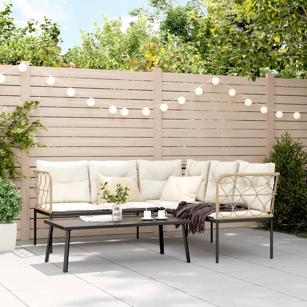 Καναπές Κήπου Μαύρος Σετ από Ατσάλι/Textilene με Μαξιλάρια