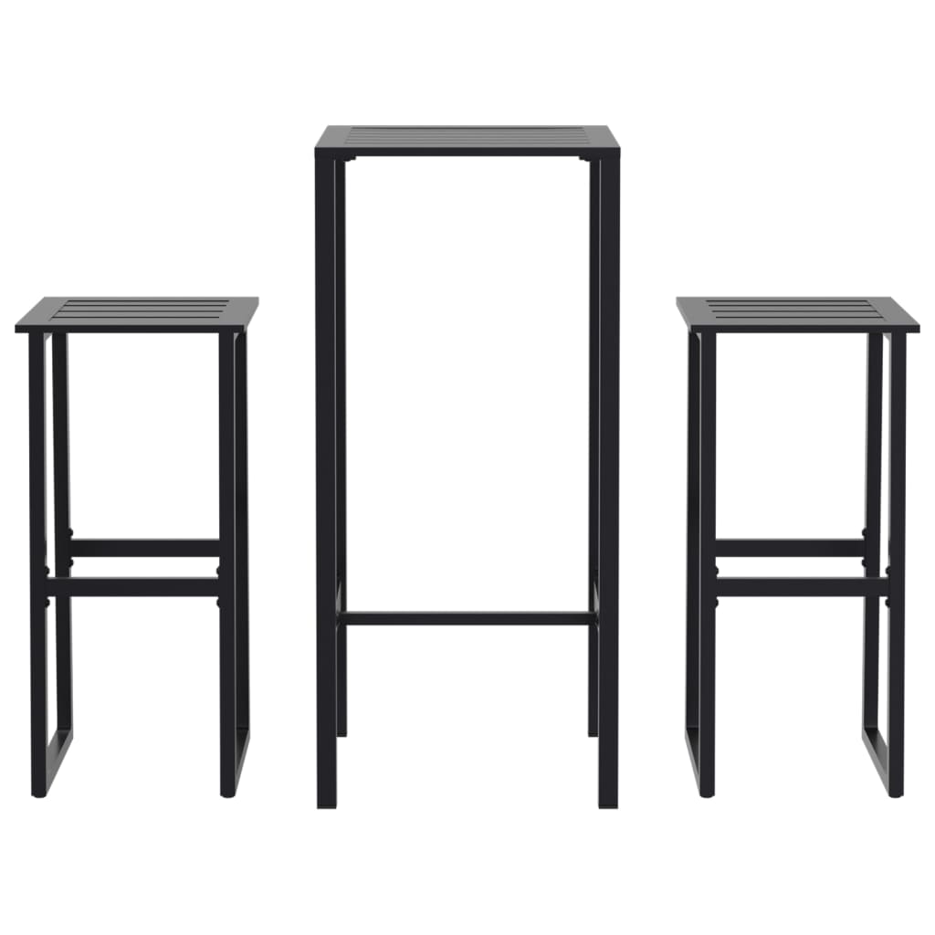 Μπαρ Κήπου Σετ 3Τεμ. Μαύρο Ατσάλι με Ηλεκτρ. Βαφή - Pakobazaar