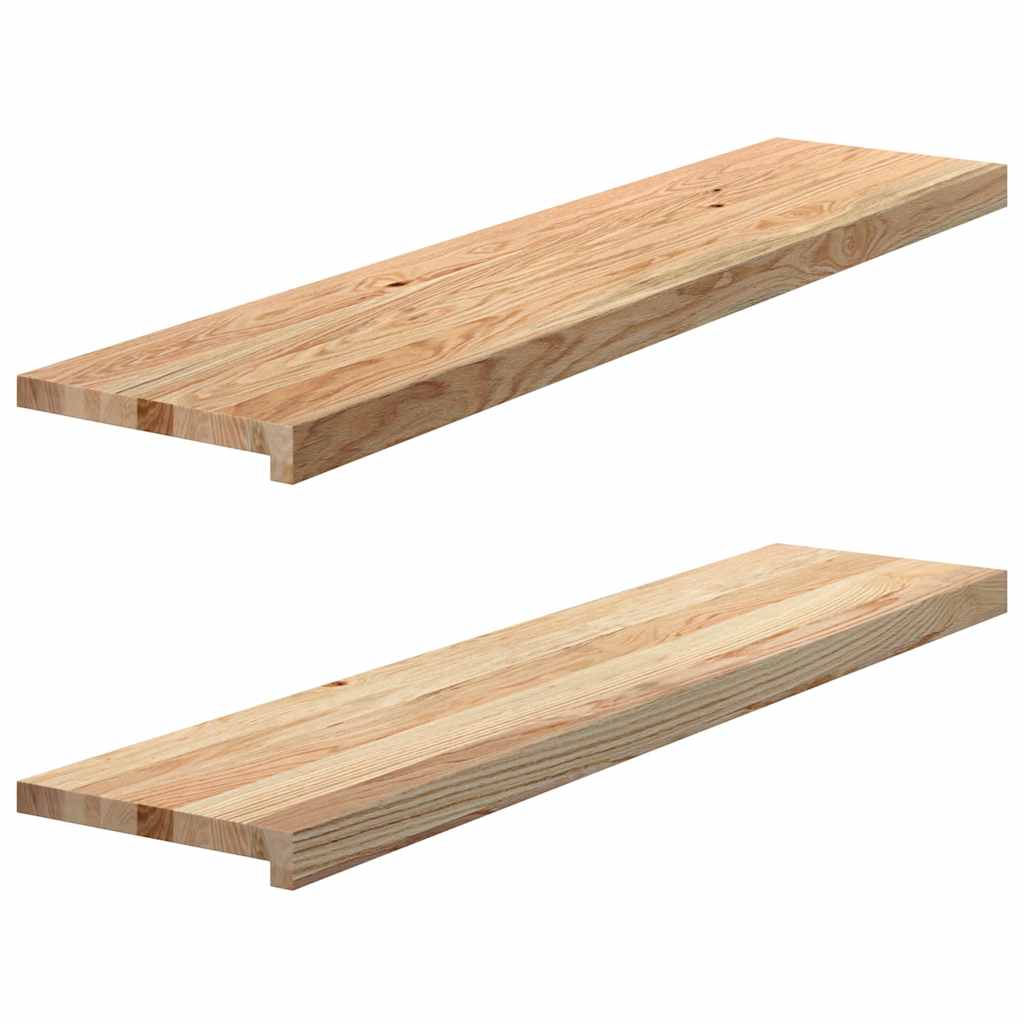 Πατάκια Σκάλας 2 τεμ. 110x30x2 εκ. Ακατέργαστο Μασίφ Ξύλο Δρυός - Pakobazaar
