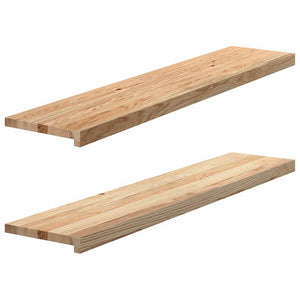Πατάκια Σκάλας 2 τεμ. 120x30x2 εκ. Ακατέργαστο Μασίφ Ξύλο Δρυός