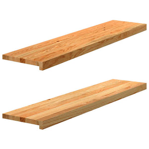 Πατάκια Σκάλας 2 τεμ. Ανοιχτό Καφέ 110x25x2 cm Ξύλο Δρυός