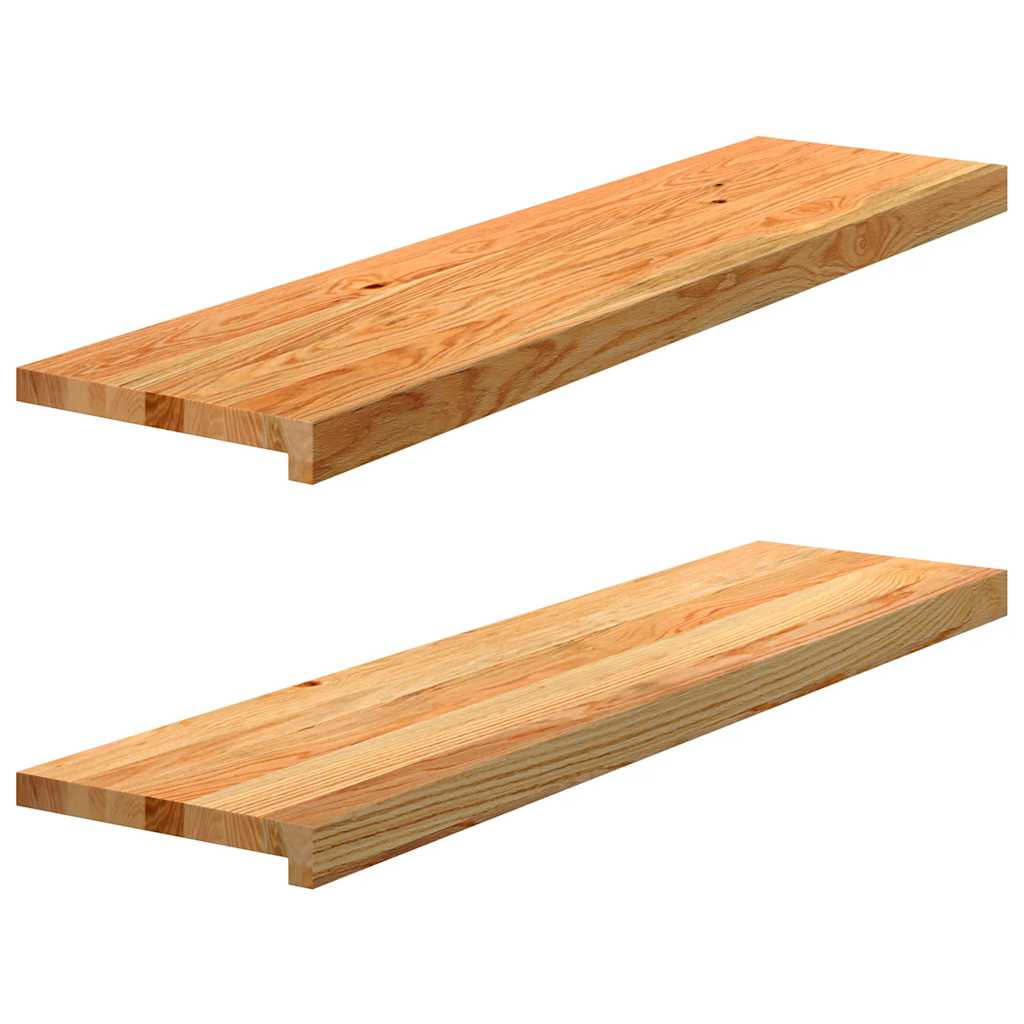 Πατάκια Σκάλας 2 τεμ. Ανοιχτό Καφέ 100x30x2 cm Ξύλο Δρυός - Pakobazaar