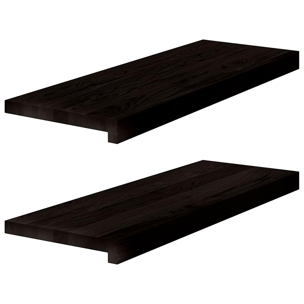 Πέλματα Σκάλας 2 τεμάχια Σκούρο καφέ 70x30x2 cm μασίφ ξύλο δρυς