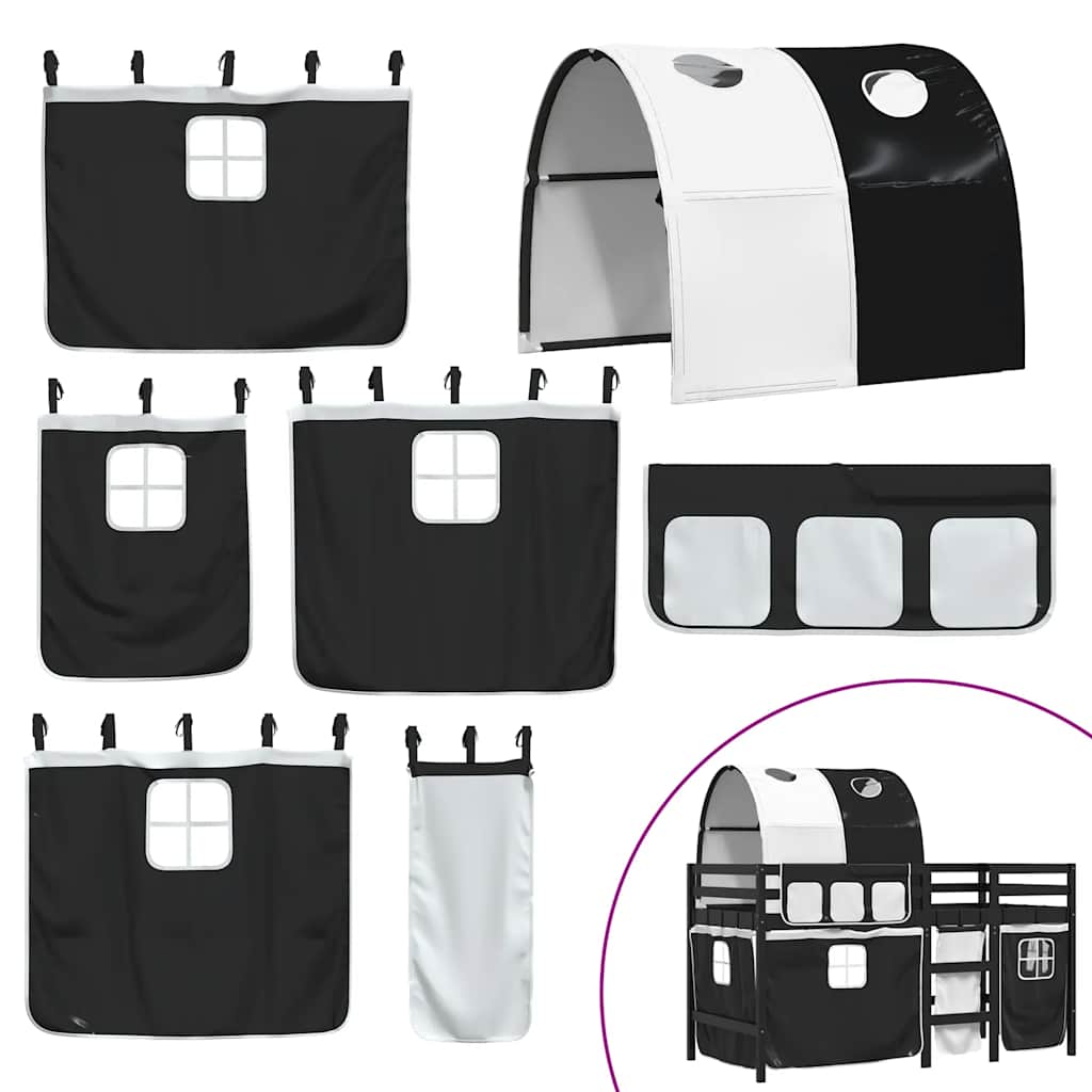 Υπερυψ. Κρεβάτι με Τούνελ Λευκό/Μαύρο 80x200 εκ. Μασίφ Πεύκο - Pakobazaar