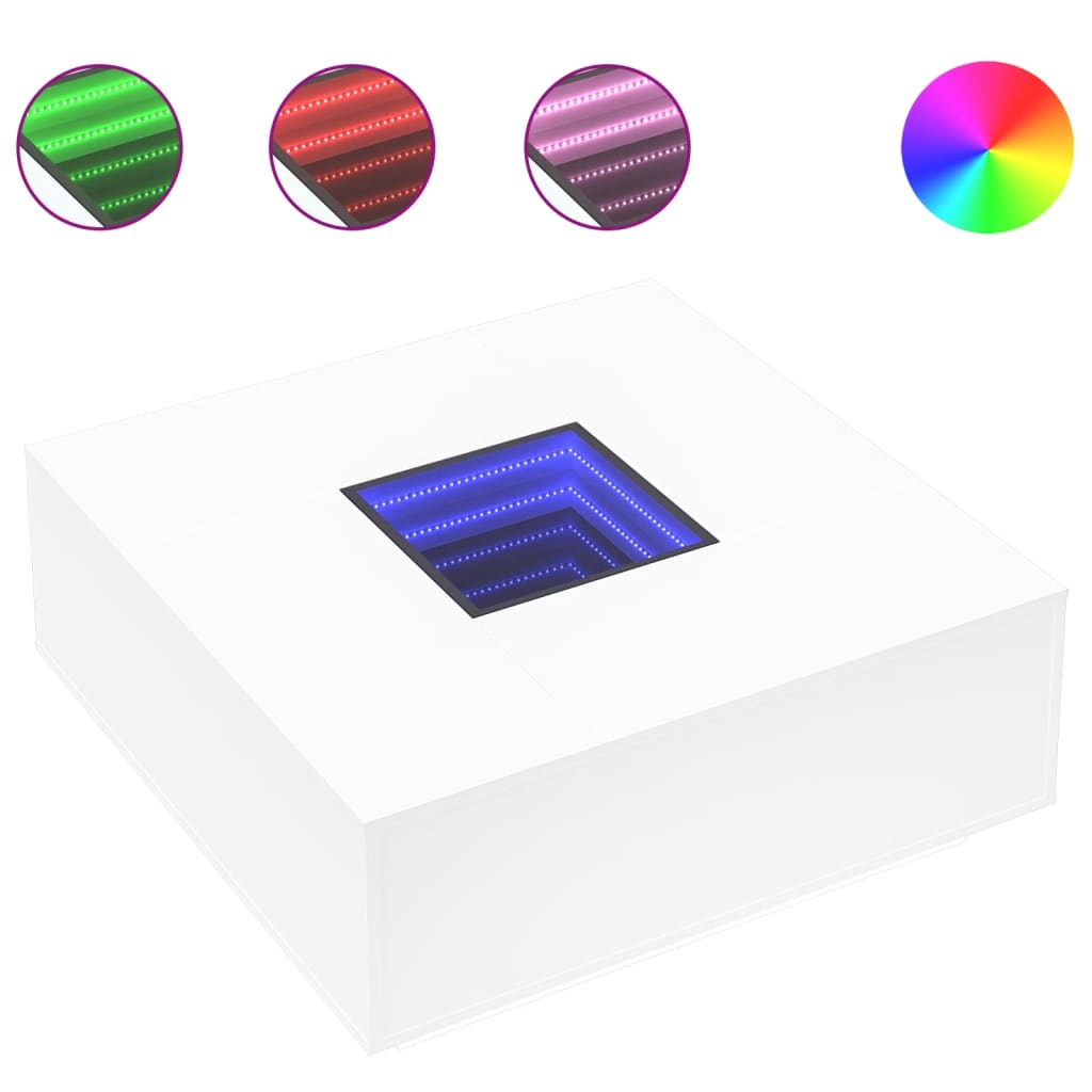 Τραπεζάκι Σαλονιού Infinity LED Λευκό 100x100x40 εκ.