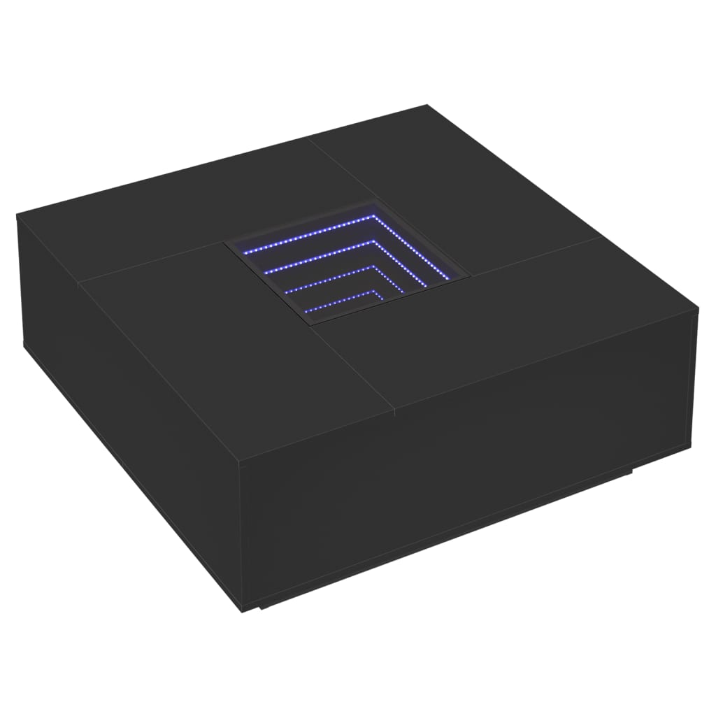 Τραπεζάκι Σαλονιού Infinity LED Μαύρο 100x100x40 εκ.