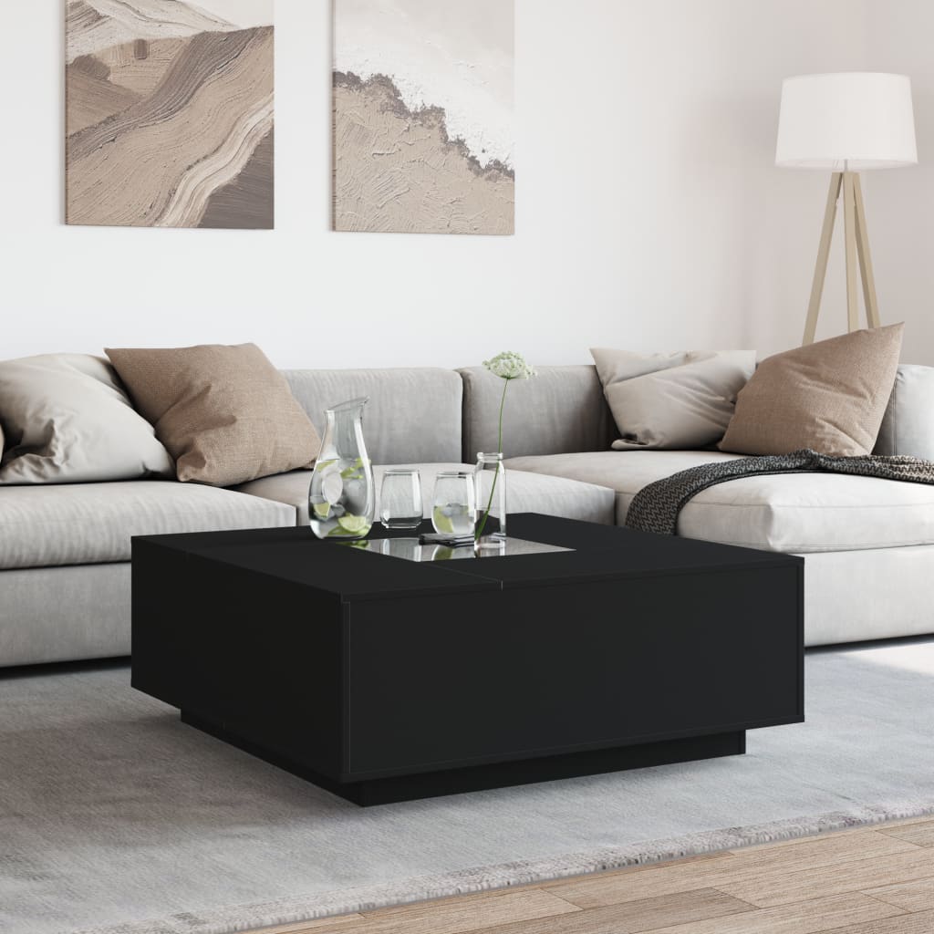 Τραπεζάκι Σαλονιού Infinity LED Μαύρο 100x100x40 εκ.